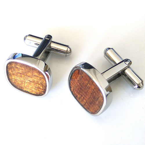 NA HOKU shops Koa wood inlay steel cuff links Nwot